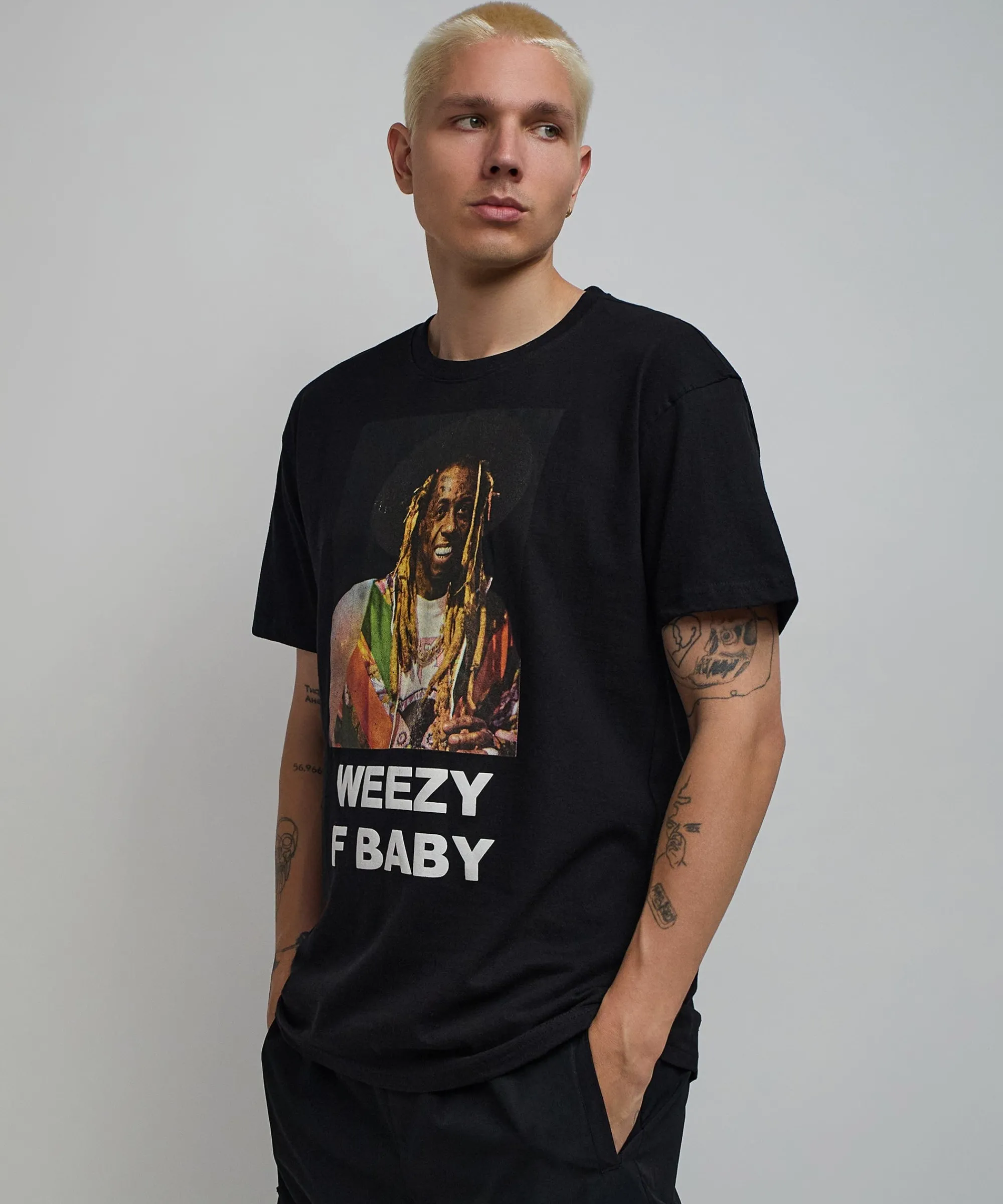 Cheap Lil Wayne Weezy F Baby Photo Short Sleeve Tee - Black Graphic Tees