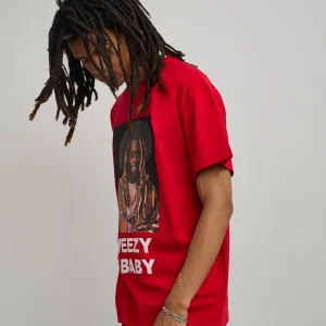 Discount Lil Wayne Weezy F Baby Photo Short Sleeve Tee - Red Graphic Tees