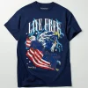 Cheap Live Free Short Sleeve Tee - Navy Graphic Tees