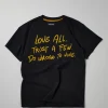 Cheap Love All Flocking Print Short Sleeve Tee - Black Graphic Tees