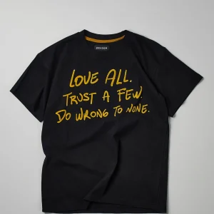 Cheap Love All Flocking Print Short Sleeve Tee - Black Graphic Tees