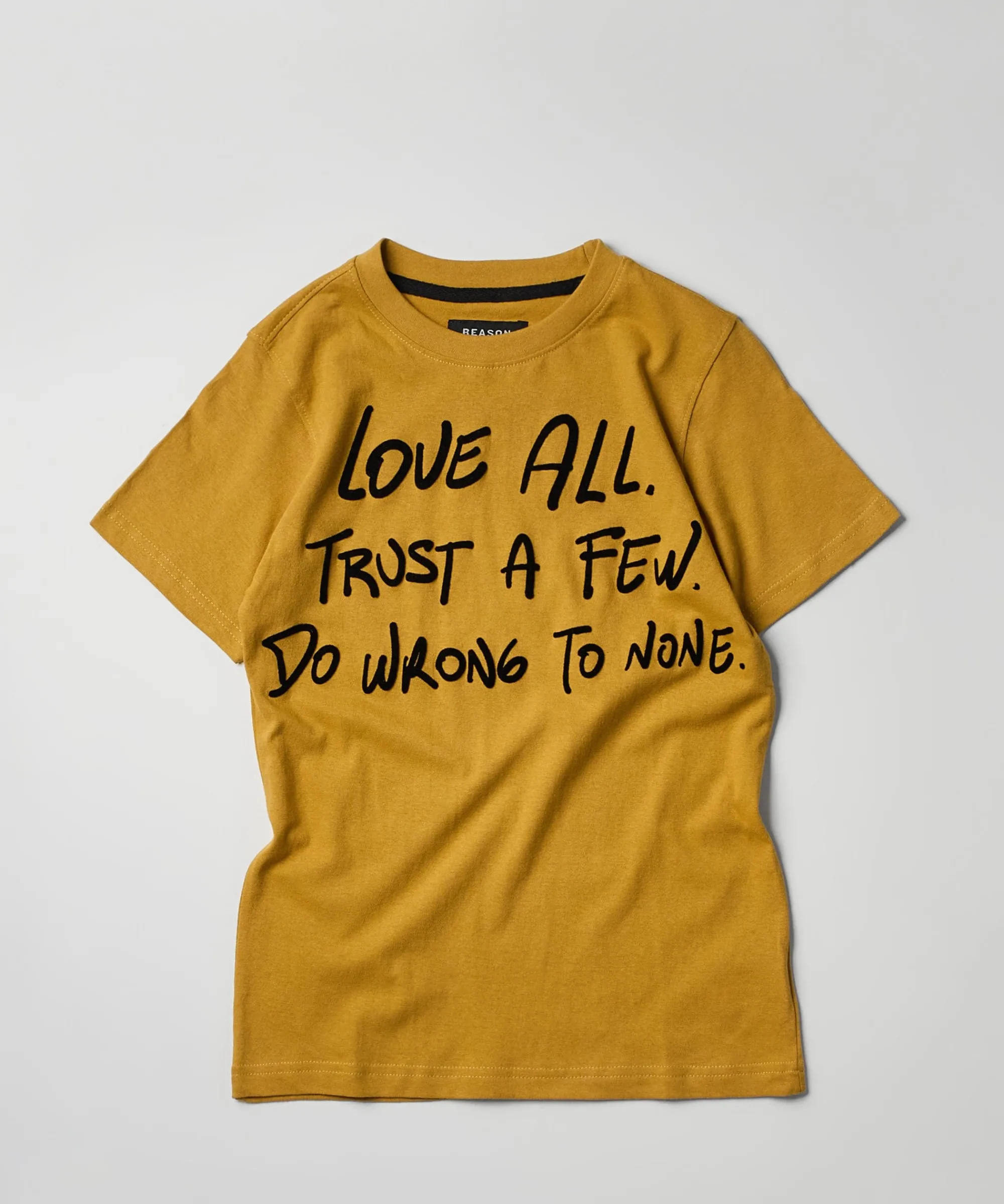love_all_flocking_print_short_sleeve_tee__khaki_0.webp Sale Love All Flocking Print Short Sleeve Tee - Khaki Graphic Tees