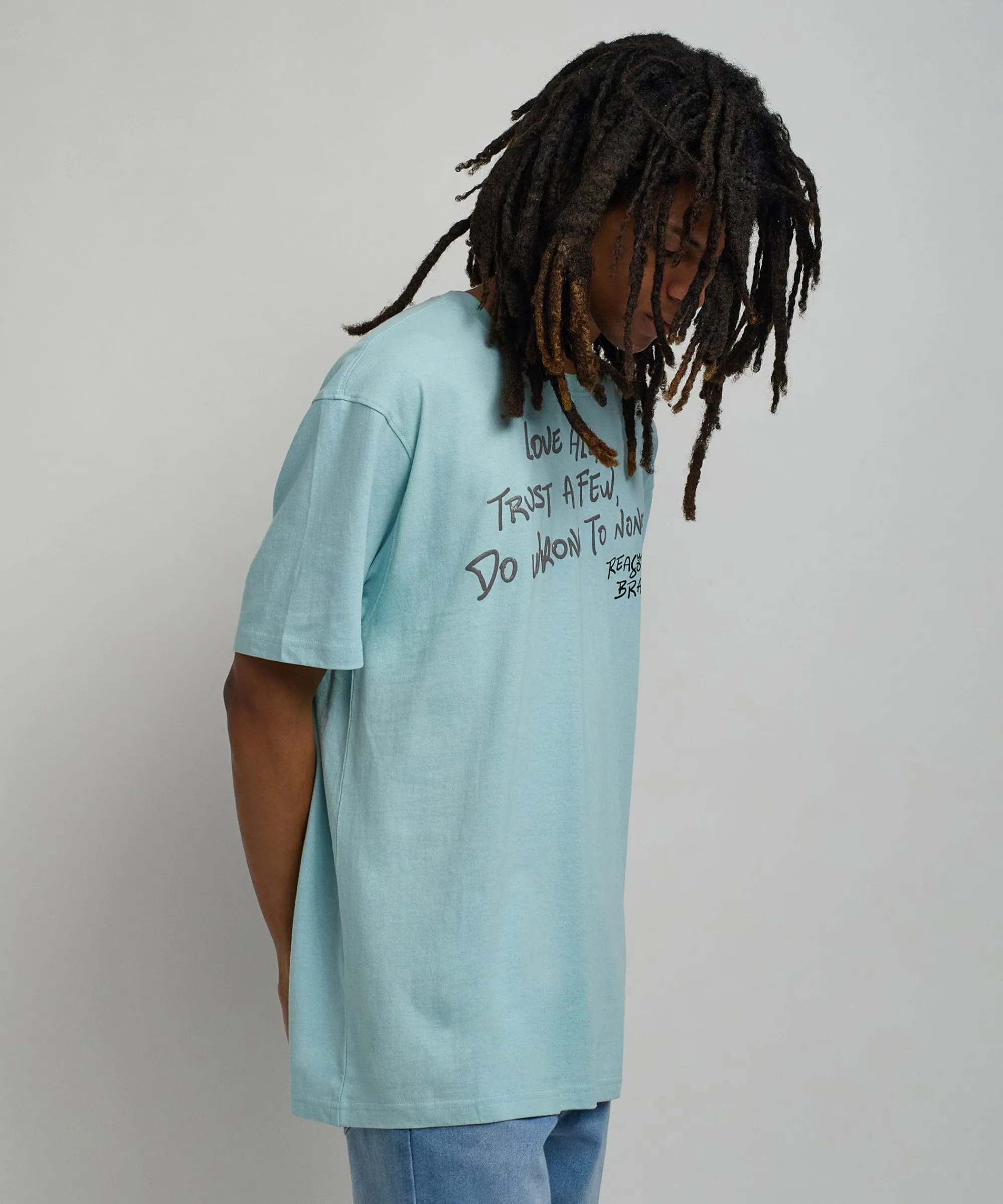 love_all_glitter_print_short_sleeve_tee__light_blue_1.webp Sale Love All Glitter Print Short Sleeve Tee - Light Blue Graphic Tees