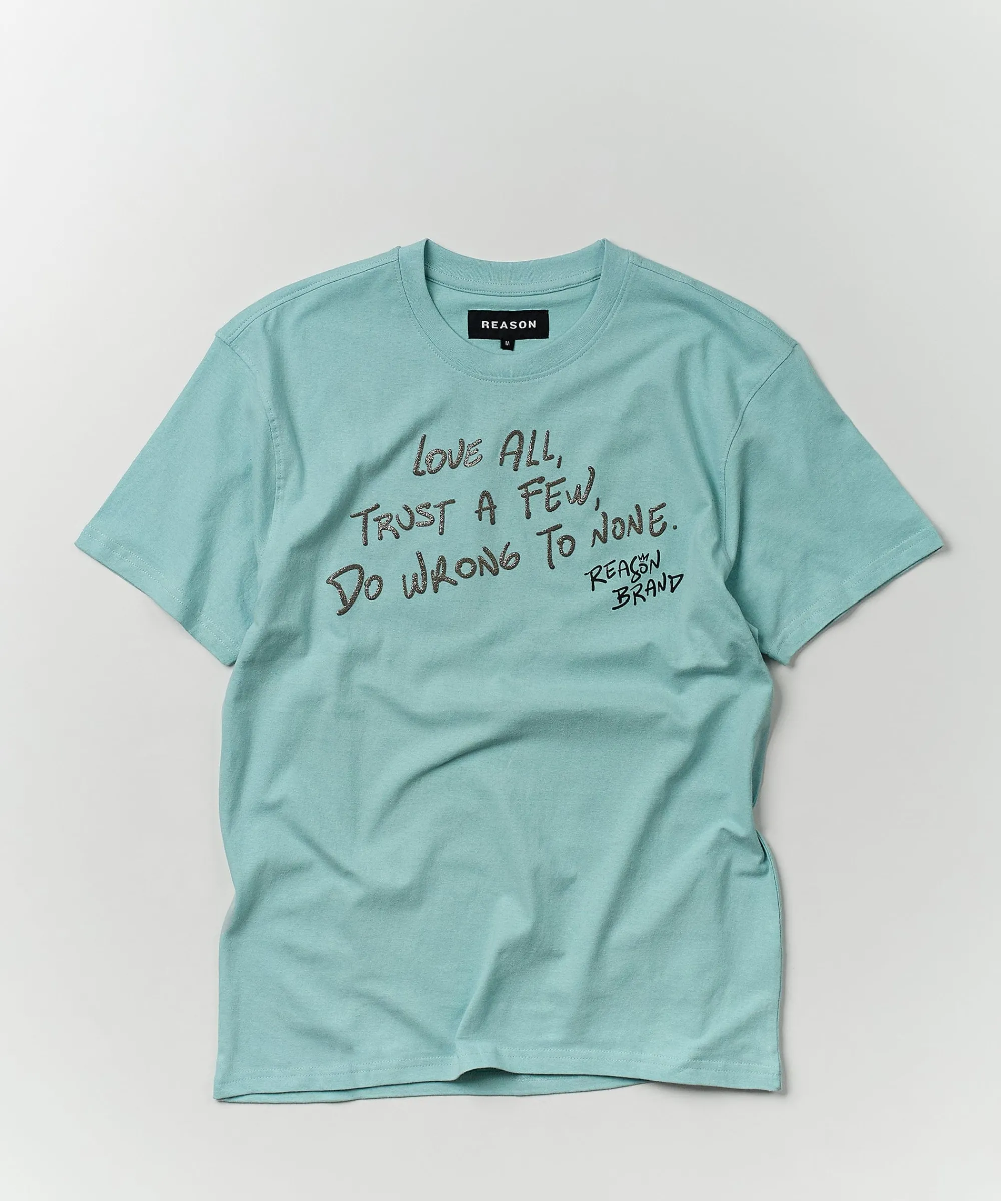 love_all_glitter_print_short_sleeve_tee__light_blue_2.webp Sale Love All Glitter Print Short Sleeve Tee - Light Blue Graphic Tees