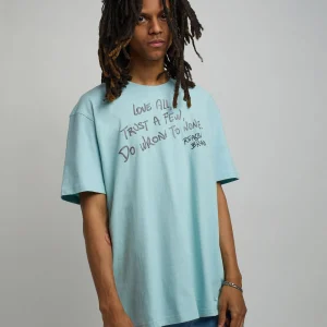 Sale Love All Glitter Print Short Sleeve Tee - Light Blue Graphic Tees