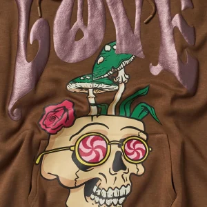 Sale Love Hate Puff Print Hoodie - Brown Hoodies | Hoodies