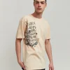 Online Luca Graphic Print Embroidery Short Sleeve Tee - Khaki Graphic Tees