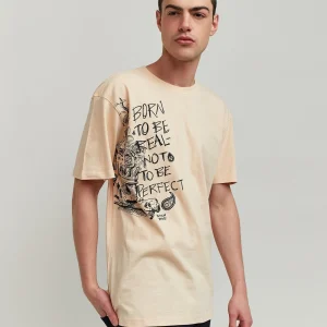 Online Luca Graphic Print Embroidery Short Sleeve Tee - Khaki Graphic Tees