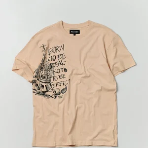 Online Luca Graphic Print Embroidery Short Sleeve Tee - Khaki Graphic Tees