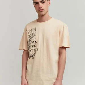 Online Luca Graphic Print Embroidery Short Sleeve Tee - Khaki Graphic Tees