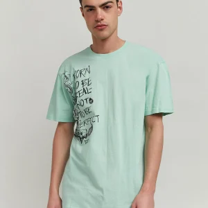 Best Sale Luca Graphic Print Embroidery Short Sleeve Tee - Olive Green Graphic Tees