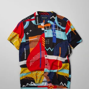 Flash Sale Messenger Allover Print Short Sleeve Shirt Button Downs