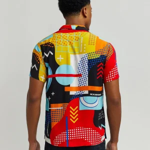 Flash Sale Messenger Allover Print Short Sleeve Shirt Button Downs