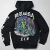 Fashion Mishka Death Adders Graphic Print Embroidered Zip Up Hoodie - Black Hoodies | Hoodies
