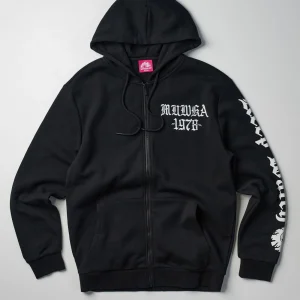 Fashion Mishka Death Adders Graphic Print Embroidered Zip Up Hoodie - Black Hoodies | Hoodies