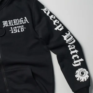 Fashion Mishka Death Adders Graphic Print Embroidered Zip Up Hoodie - Black Hoodies | Hoodies