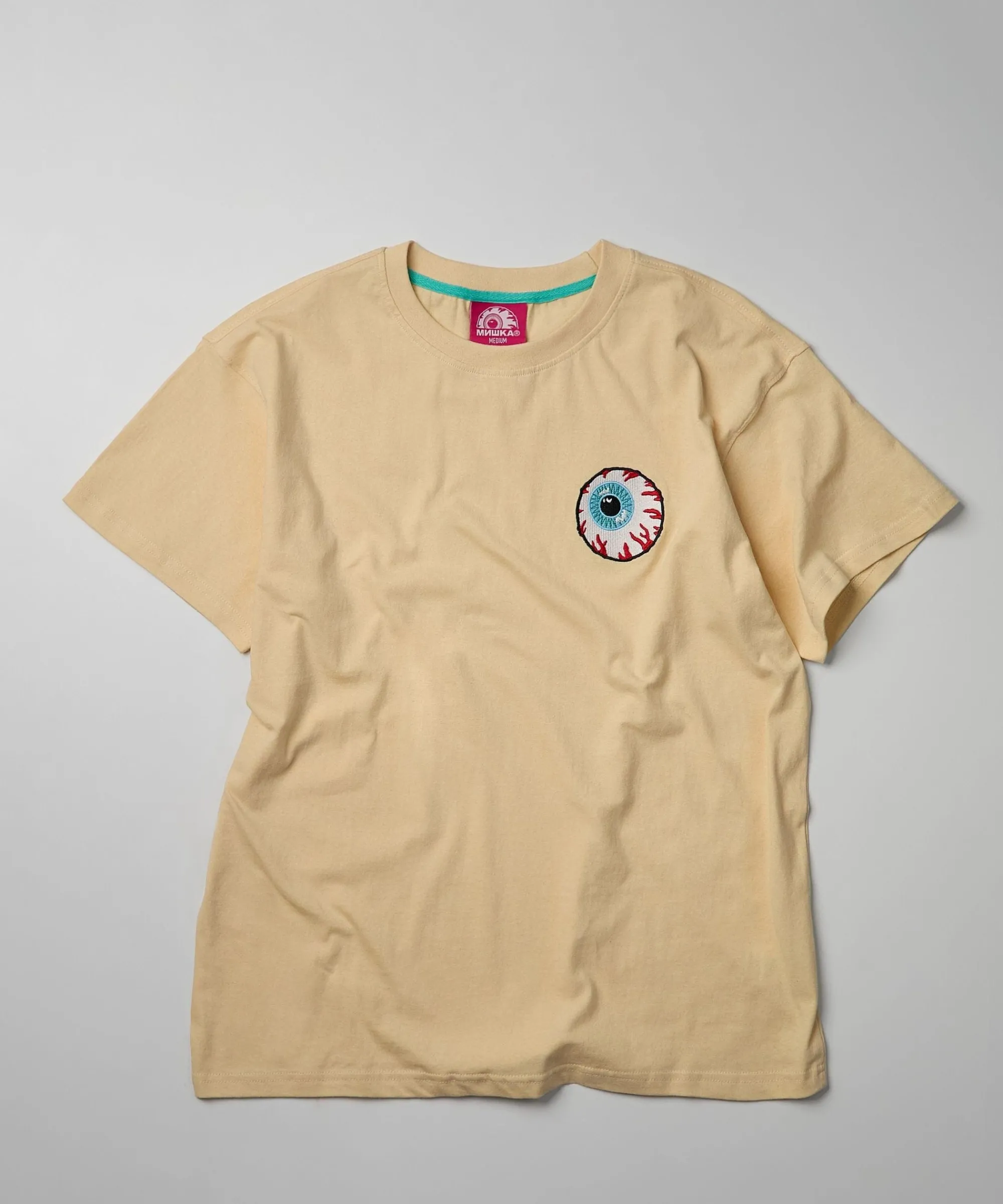 mishka_embroidered_keep_watch_short_sleeve_tee__khaki_0.webp Discount Mishka Embroidered Keep Watch Short Sleeve Tee - Khaki Graphic Tees