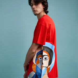 Online Modernism Short Sleeve Tee - Red Graphic Tees