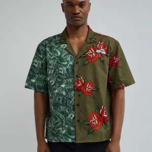Discount Money And Roses Split Woven Shirt Button Downs