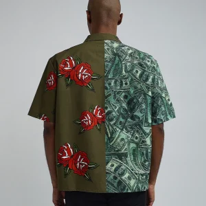 Discount Money And Roses Split Woven Shirt Button Downs