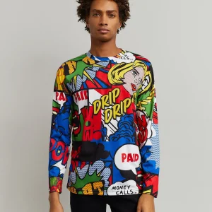 Cheap Money Drip Comic Print Long Sleeve Tee Long Sleeve Tees | Graphic Tees