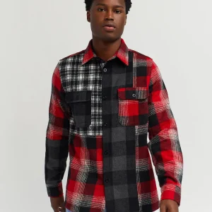 Fashion Multi Panel Checkered Overshirt - Red Flannels | Button Downs