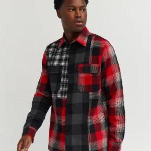 Fashion Multi Panel Checkered Overshirt - Red Flannels | Button Downs