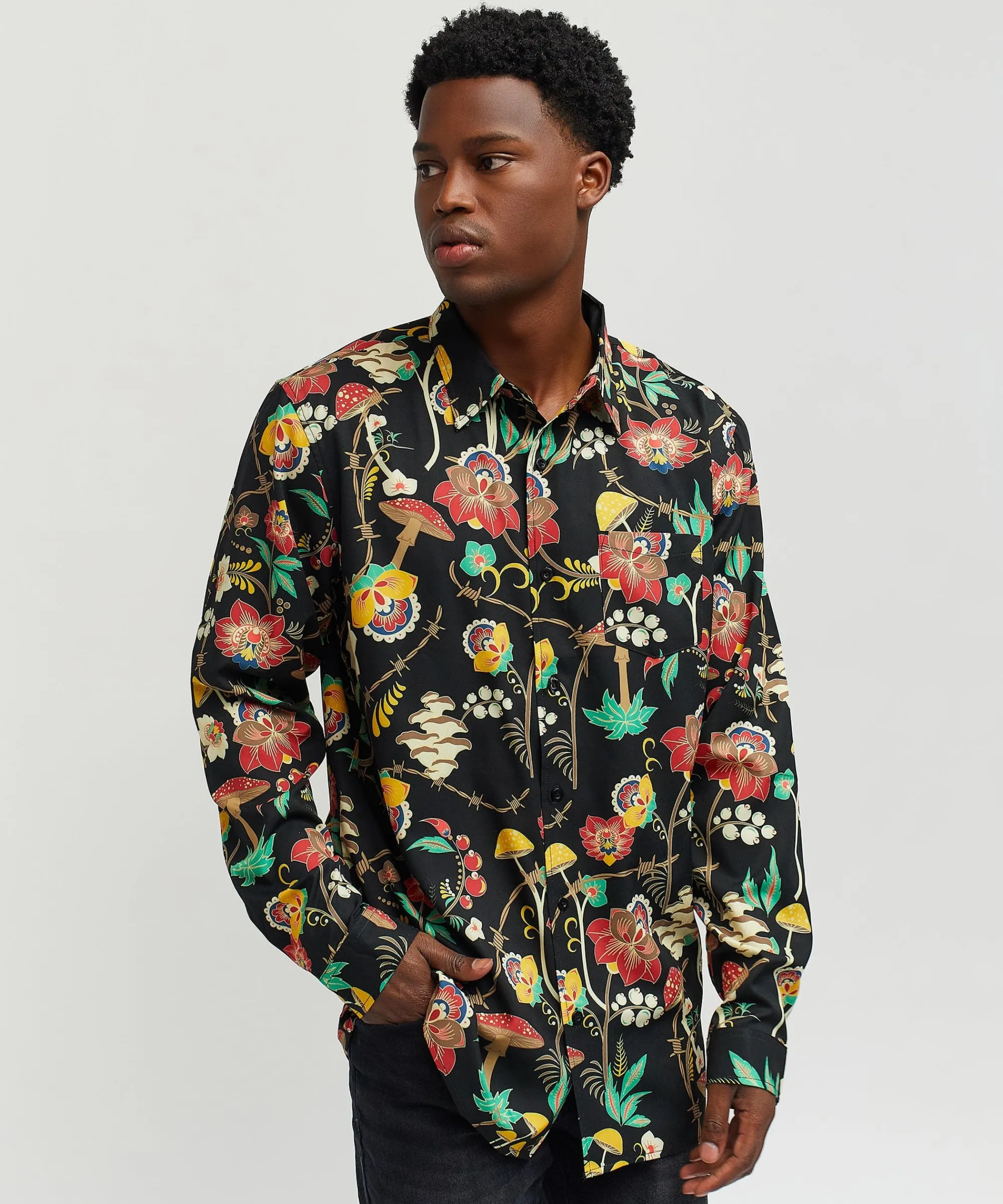 mushroom_woven_long_sleeve_shirt__multi_0.webp Outlet Mushroom Woven Long Sleeve Shirt - Multi Button Downs
