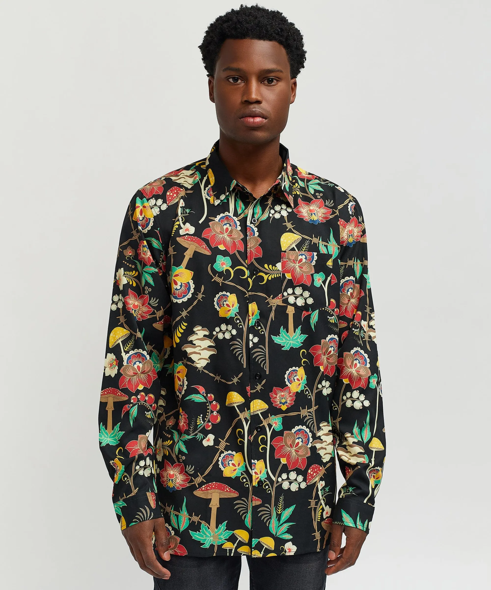mushroom_woven_long_sleeve_shirt__multi_4.webp Outlet Mushroom Woven Long Sleeve Shirt - Multi Button Downs