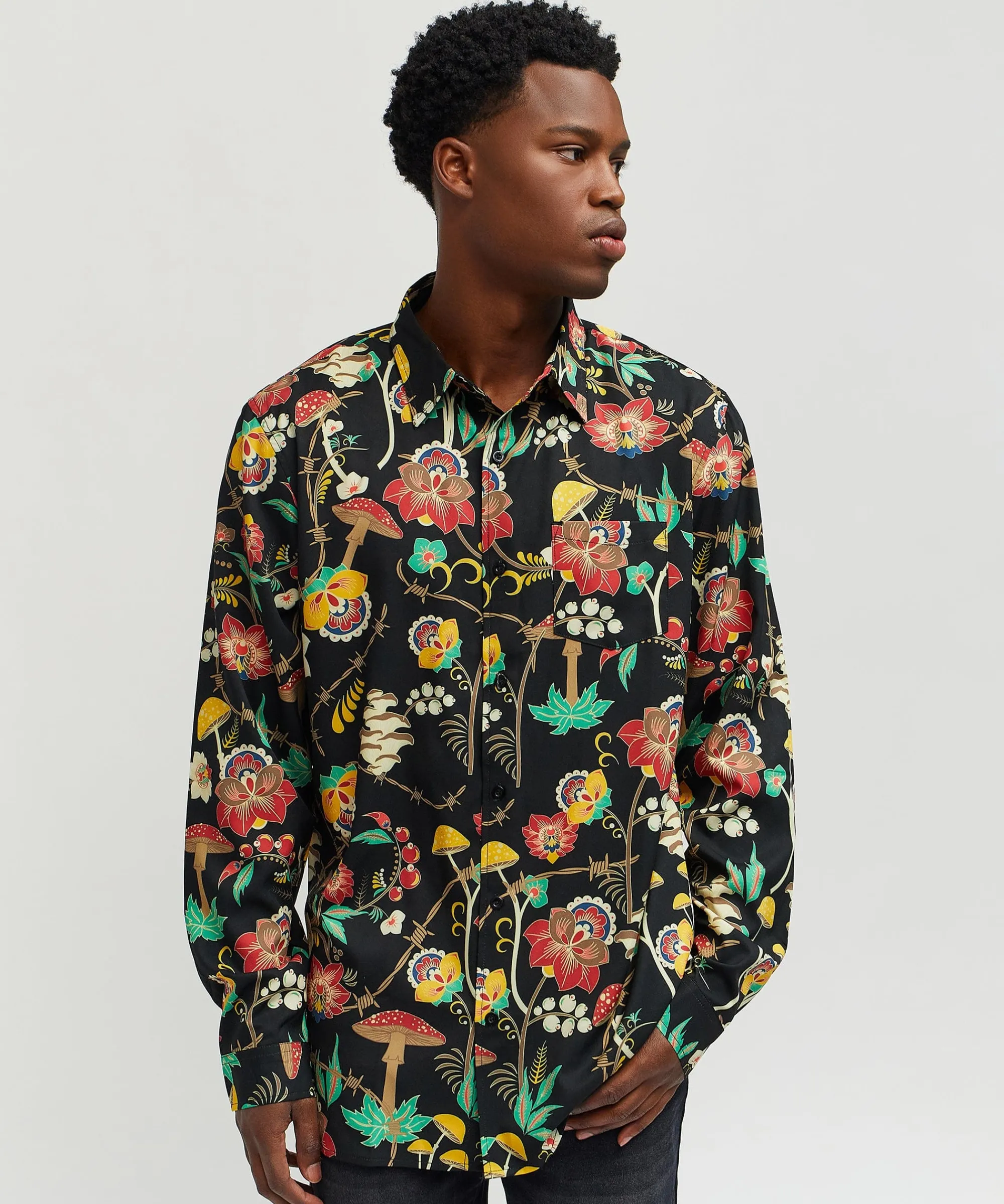 mushroom_woven_long_sleeve_shirt__multi_6.webp Outlet Mushroom Woven Long Sleeve Shirt - Multi Button Downs