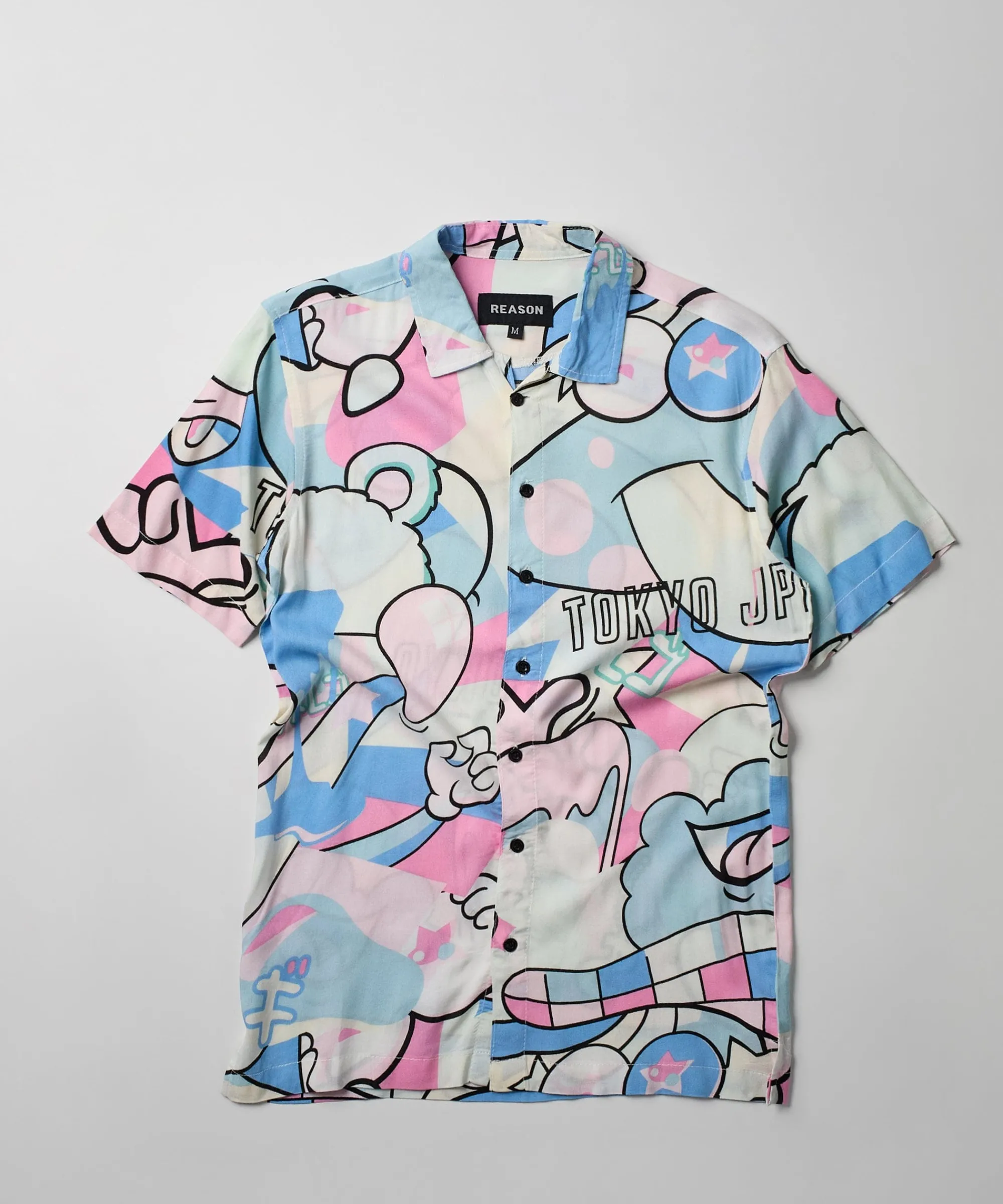 neo_world_cartoon_print_short_sleeve_shirt_0.webp Cheap Neo World Cartoon Print Short Sleeve Shirt Button Downs