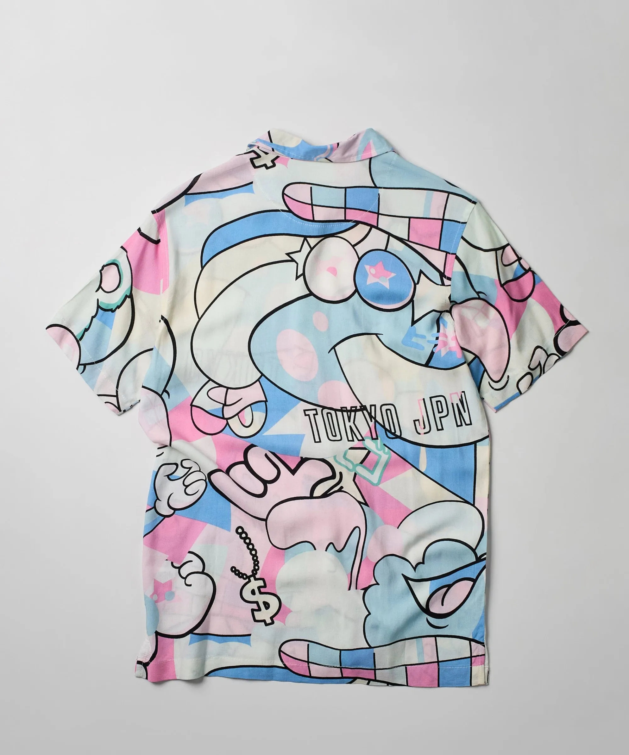 neo_world_cartoon_print_short_sleeve_shirt_1.webp Cheap Neo World Cartoon Print Short Sleeve Shirt Button Downs