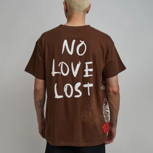 Cheap No Love Lost Short Sleeve Tee - Brown Graphic Tees