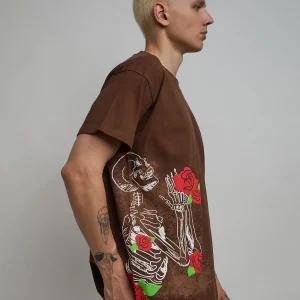 Cheap No Love Lost Short Sleeve Tee - Brown Graphic Tees