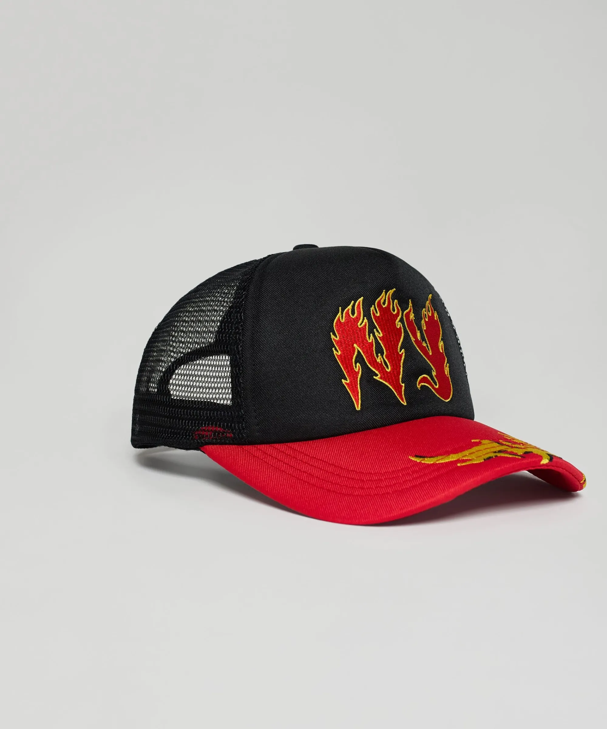 ny_embroidery_trucker_hat__red_1.webp Sale NY Embroidery Trucker Hat - Red Hats