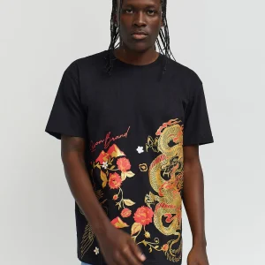 Clearance Osaka Front Print Short Sleeve Tee - Black Graphic Tees