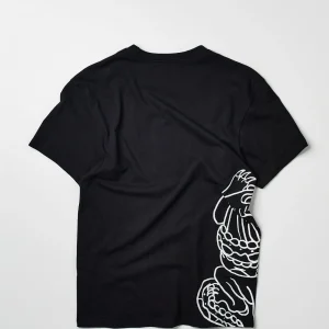 Fashion Panter Short Sleeve Graphic Print Embroidered Detail Tee - Black Graphic Tees