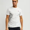 Best Panter Short Sleeve Graphic Print Embroidered Detail Tee - White Graphic Tees