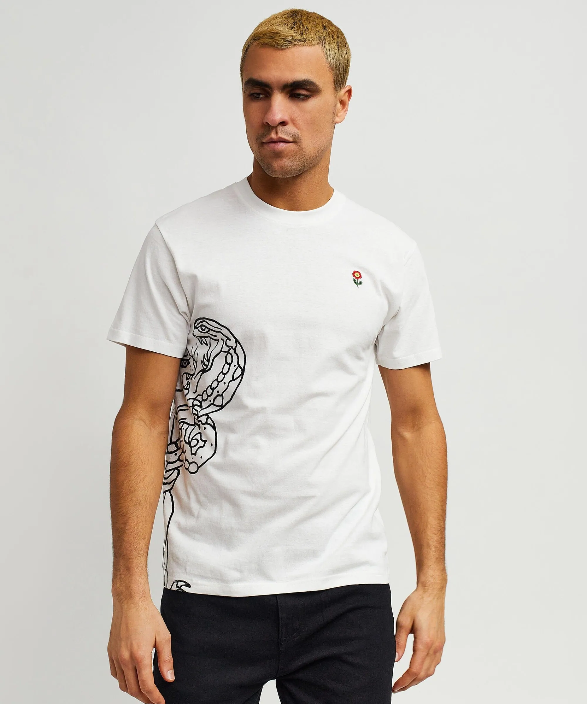 panter_short_sleeve_graphic_print_embroidered_detail_tee__white_0.webp Best Panter Short Sleeve Graphic Print Embroidered Detail Tee - White Graphic Tees