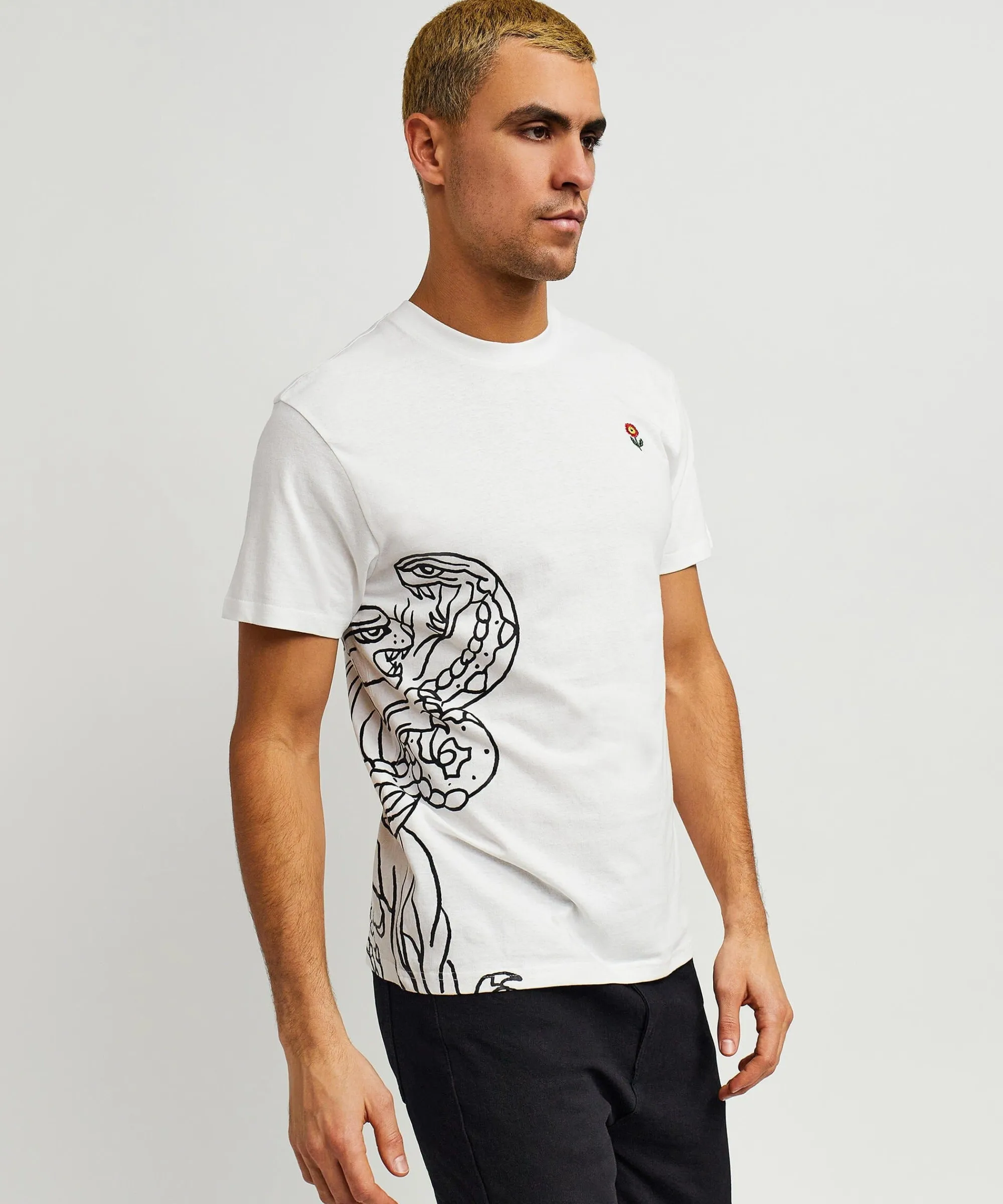 panter_short_sleeve_graphic_print_embroidered_detail_tee__white_3.webp Best Panter Short Sleeve Graphic Print Embroidered Detail Tee - White Graphic Tees