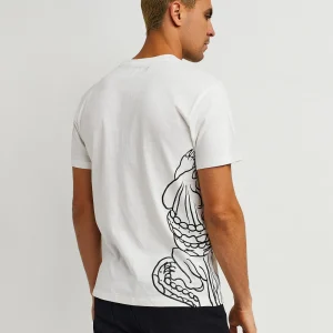 Best Panter Short Sleeve Graphic Print Embroidered Detail Tee - White Graphic Tees
