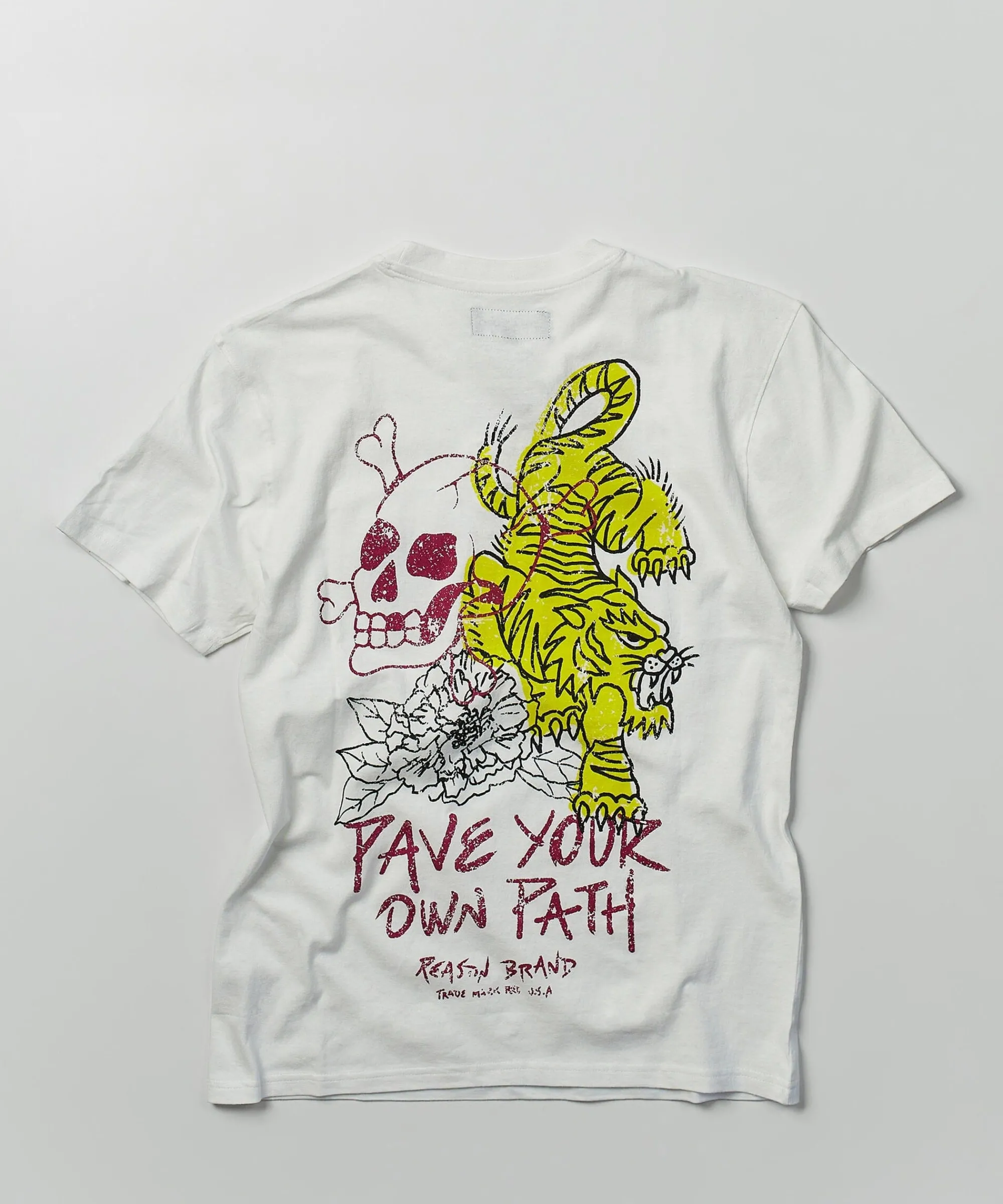 Best Sale Pave Your Own Path Short Sleeve Graphic Print Embroidered Detail Tee - White Graphic Tees