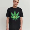 Discount Pixel Leaf Short Sleeve Tee - Black Graphic Tees