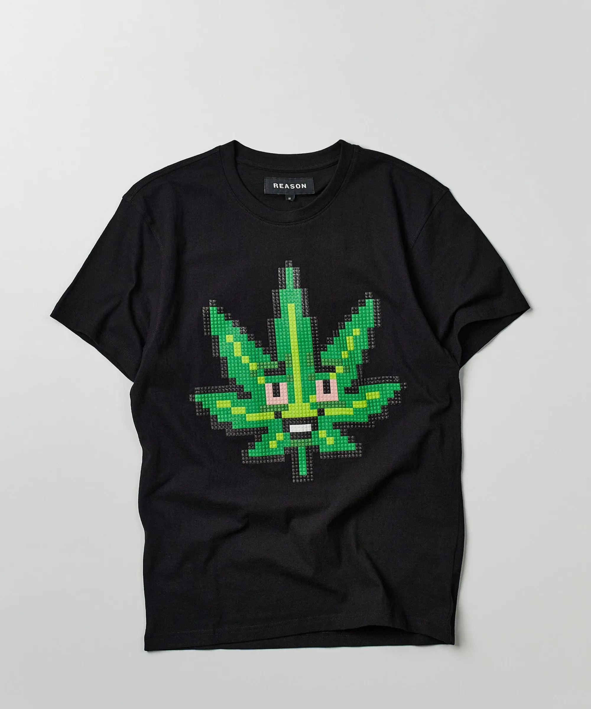 pixel_leaf_short_sleeve_tee__black_1.webp Discount Pixel Leaf Short Sleeve Tee - Black Graphic Tees