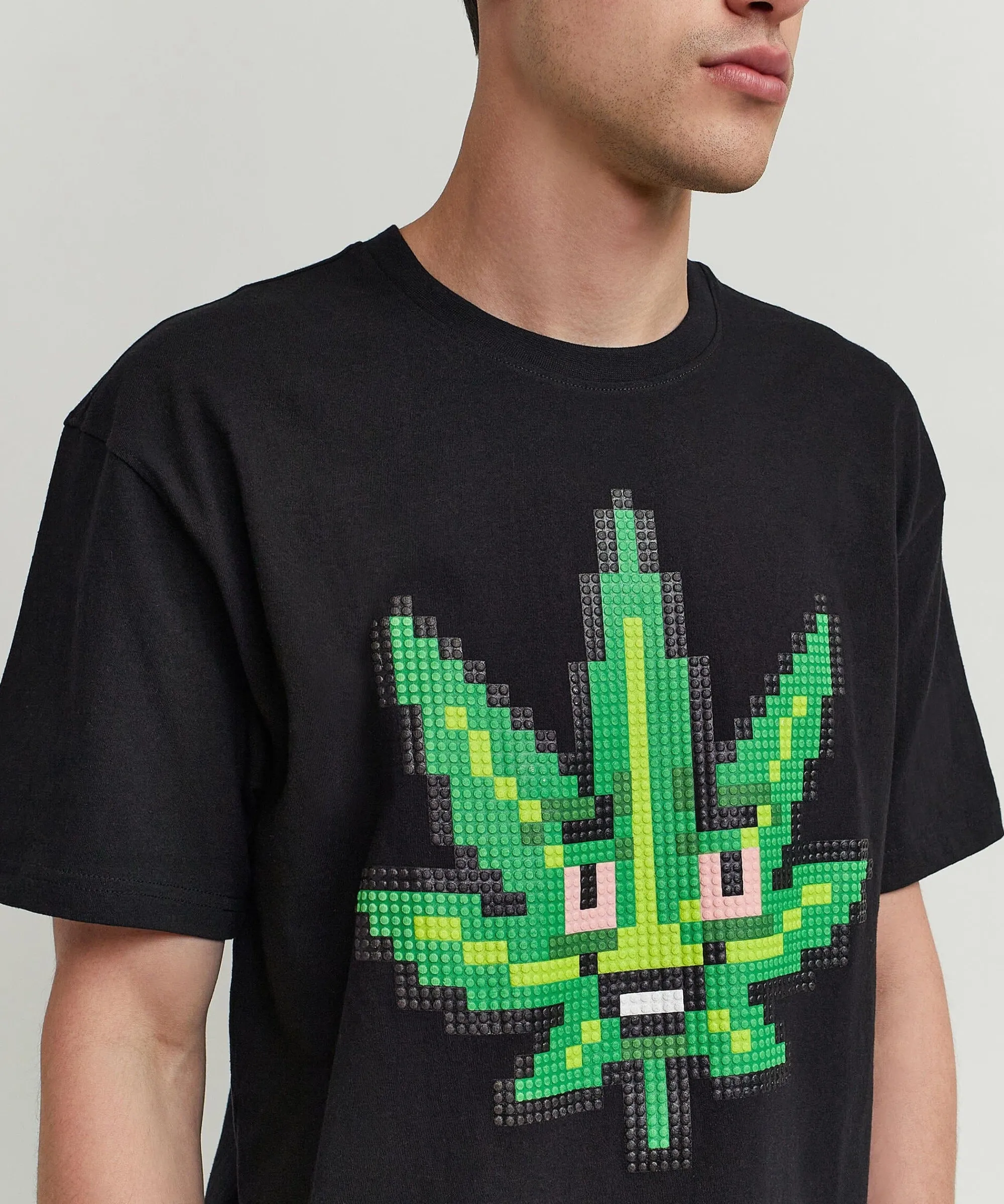 pixel_leaf_short_sleeve_tee__black_2.webp Discount Pixel Leaf Short Sleeve Tee - Black Graphic Tees