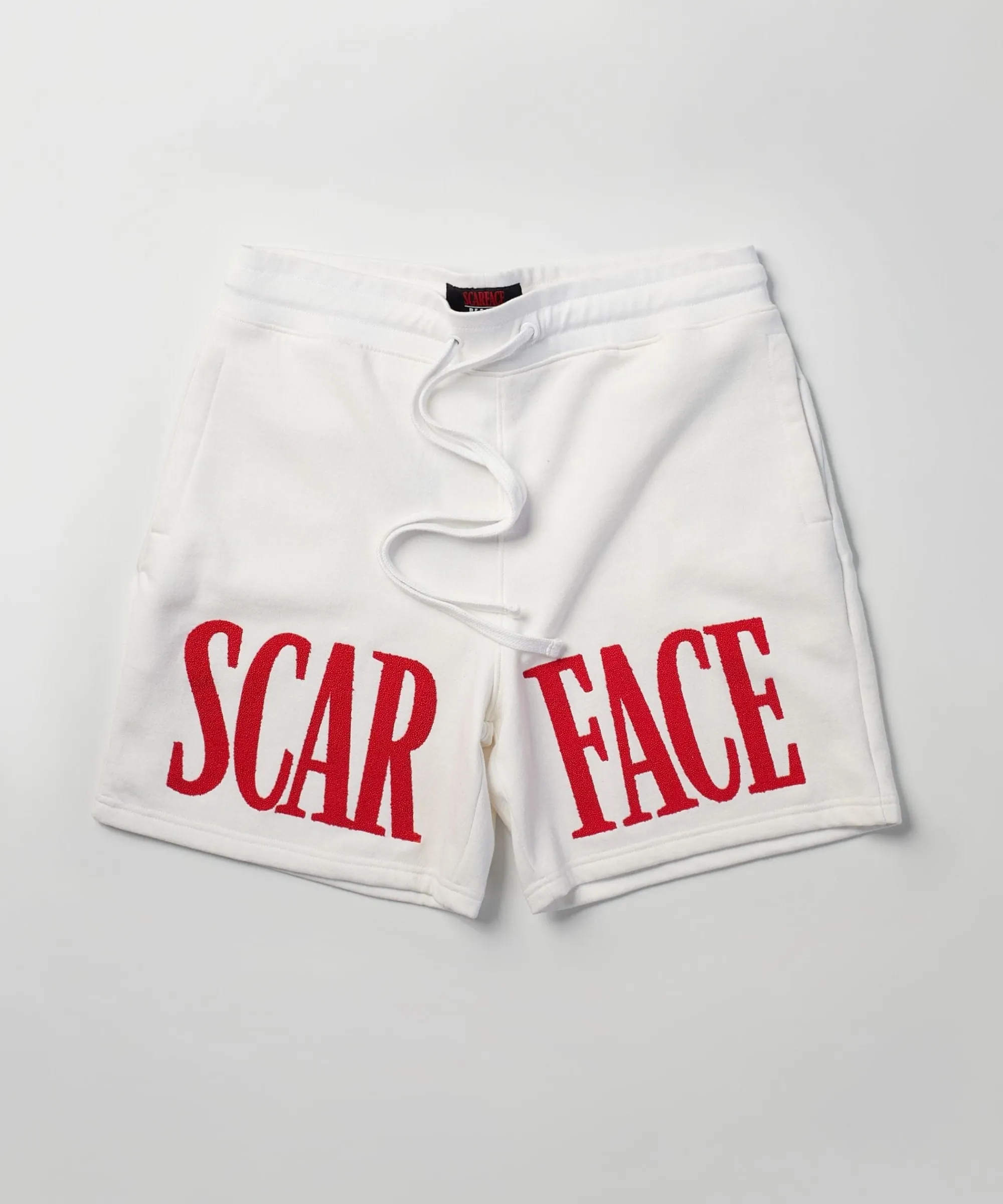 plus_size_scarface_fleece_glitter_sugar_print_shorts__white_0.webp Outlet Plus Size Scarface Fleece Glitter Sugar Print Shorts - White Shorts