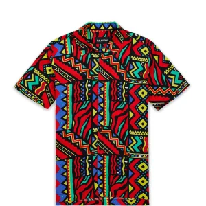 Hot Plus Size Unity Allover Print Short Sleeve Shirt Button Downs