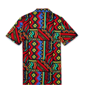 Hot Plus Size Unity Allover Print Short Sleeve Shirt Button Downs