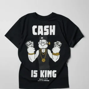 Cheap Popeye Cash Is King Short Sleeve Tee - Black Graphic Tees