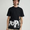 Cheap Popeye Side Print Short Sleeve Tee - Black Graphic Tees